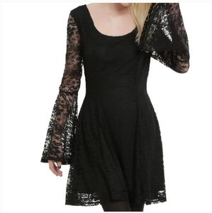 Hot Topic - lace with skull skater dress with bell sleeves - small